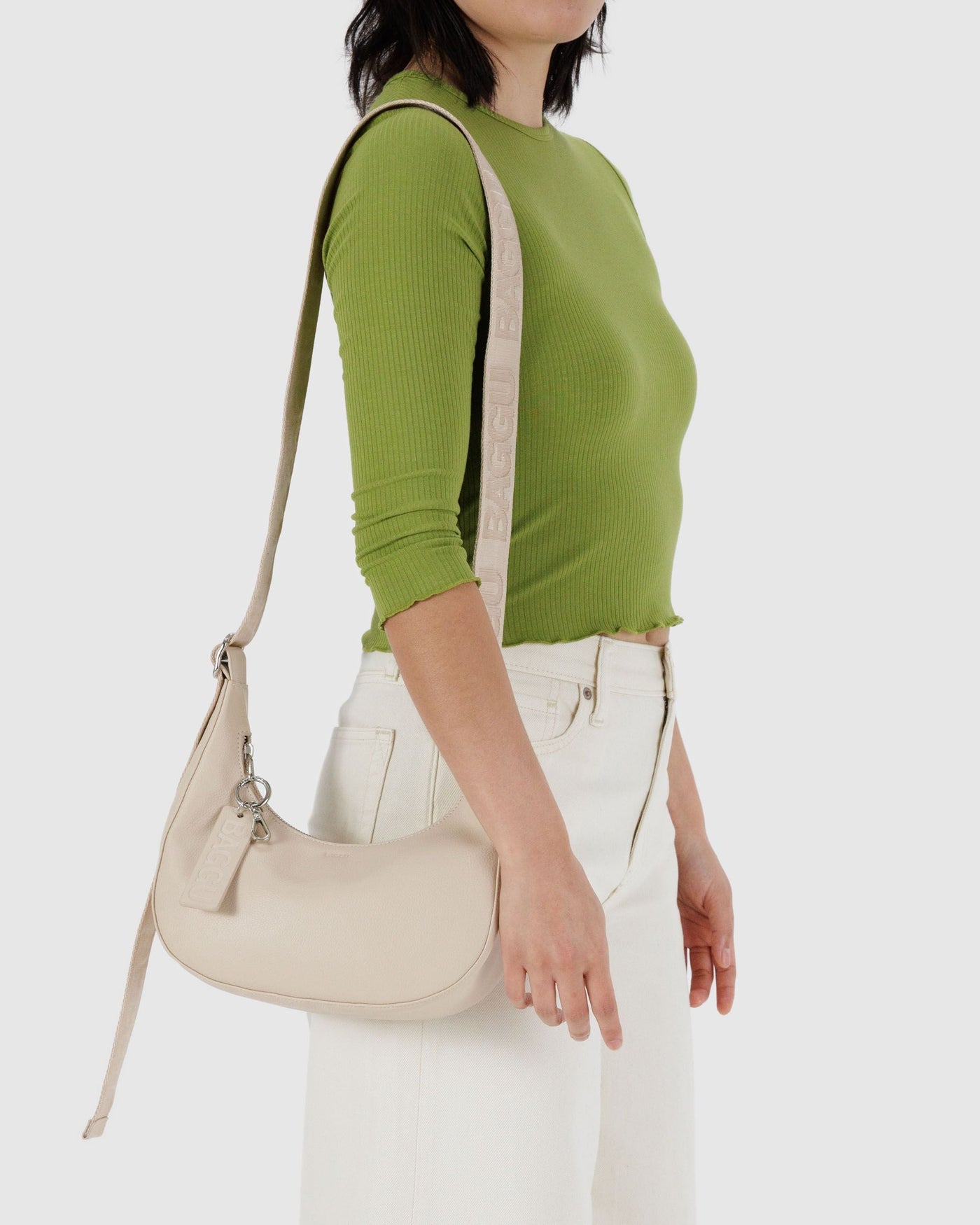Small Recycled Leather Crescent Bag